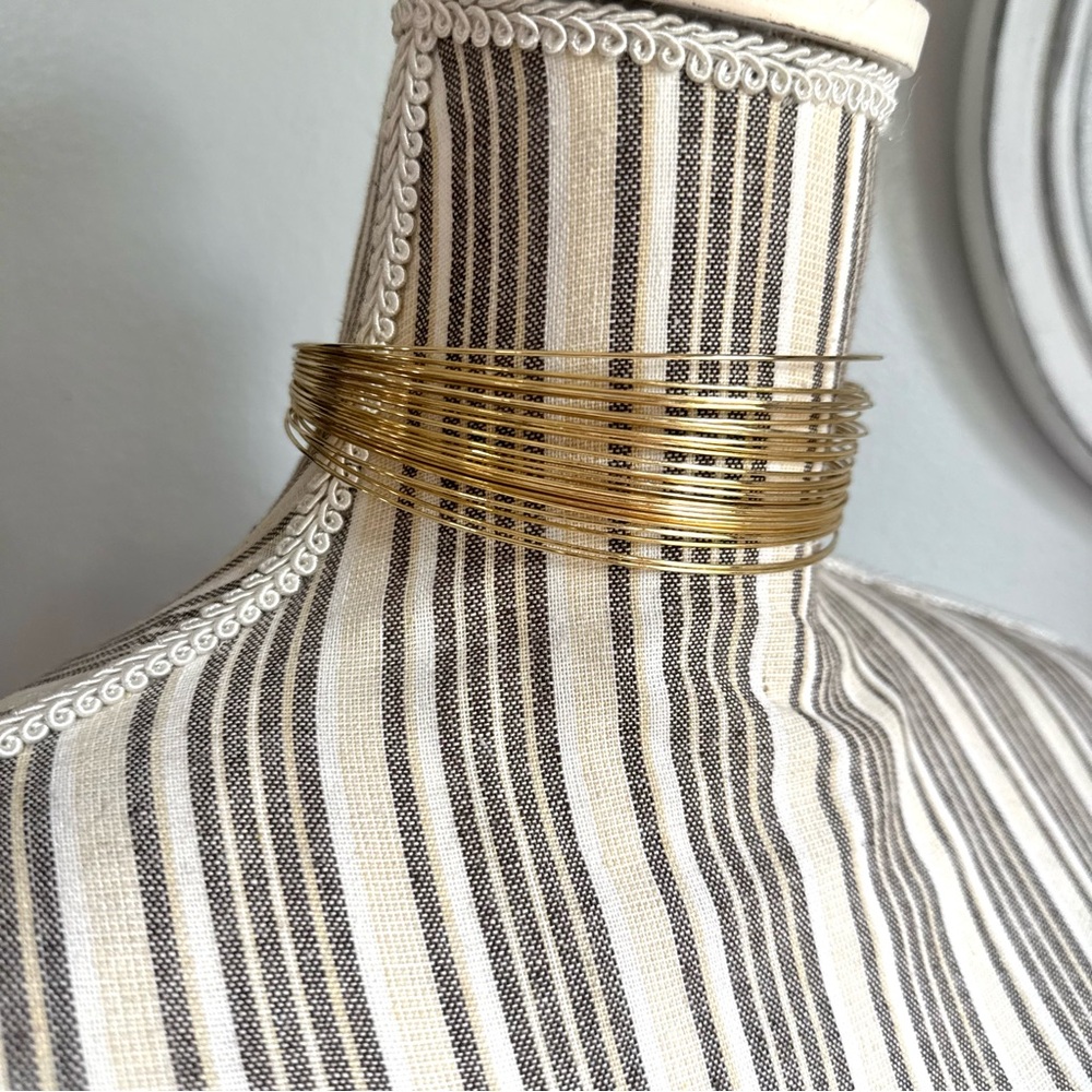 Vintage Multi-Strand Gold Tone Torque Necklace Choker - Picture 4 of 5